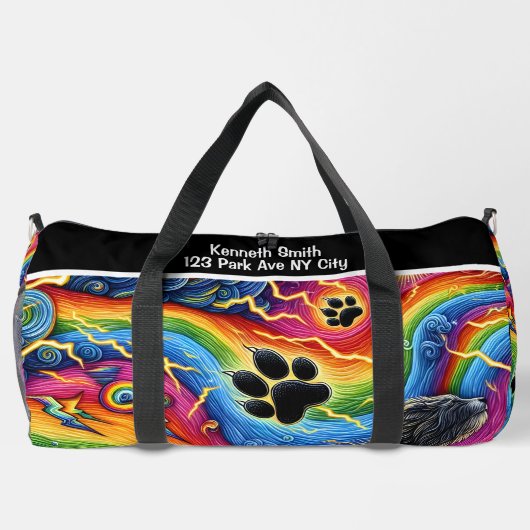 Psychedelic Paw Print Pet Adventure Monogram  Plunjezak (Achterkant)