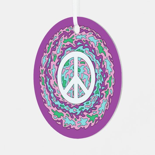 Psychedelic Peace Ceramic Ornament (Voorkant links)