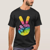 Psychedelic Peace Fingers Hand Sign T-shirt (Voorkant)