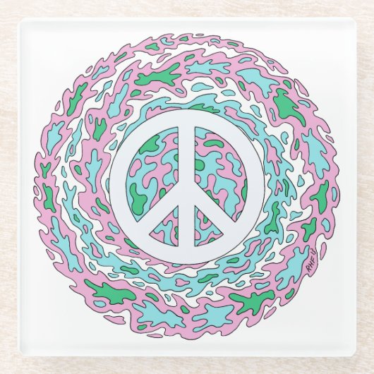 Psychedelic Peace Glazen Onderzetter (Voorkant)