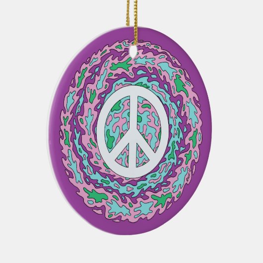 Psychedelic Peace Keramisch Ornament (Rechts)