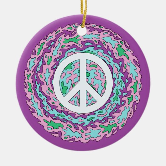 Psychedelic Peace Keramisch Ornament (Voorkant)