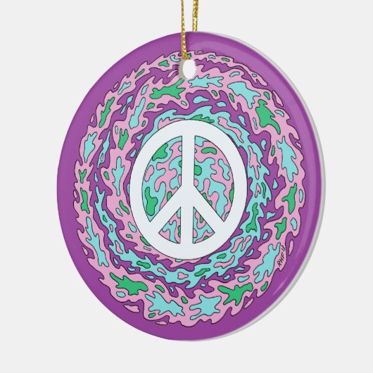 Psychedelic Peace Keramisch Ornament (Links)