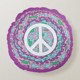 Psychedelic Peace Rond Kussen