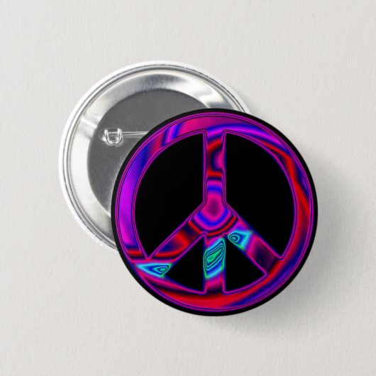 Psychedelic Peace Ronde Button 5,7 Cm (Voorkant /achterkant)