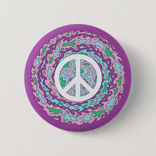 Psychedelic Peace Ronde Button 5,7 Cm (Voorkant)