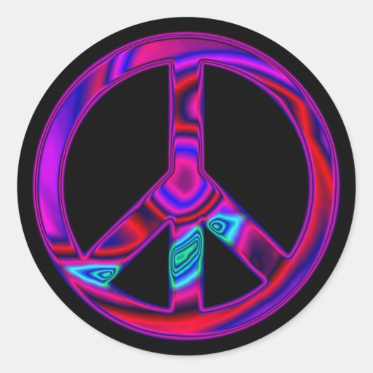 Psychedelic Peace Ronde Sticker (Voorkant)