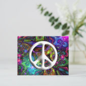 Psychedelic Peace Sign 60s Hippy Chic Briefkaart (Staand voorkant)