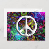 Psychedelic Peace Sign 60s Hippy Chic Briefkaart (Voorkant / Achterkant)