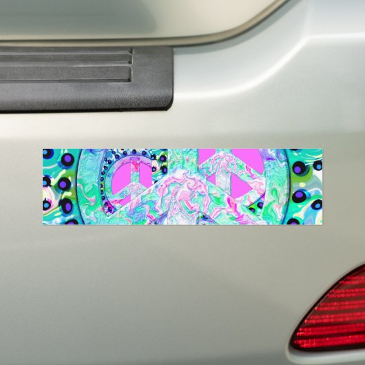 Psychedelic Peace Sign Abstract Bumpersticker (Op auto)