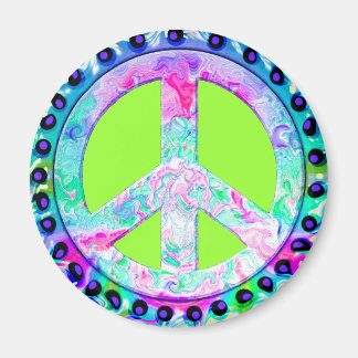 Psychedelic Peace Sign Abstract Magneet