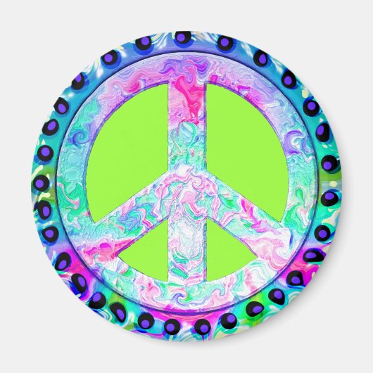 Psychedelic Peace Sign Abstract Magneet (Voorkant)