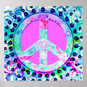 Psychedelic Peace Sign Abstract Poster