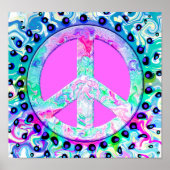 Psychedelic Peace Sign Abstract Poster (Voorkant)