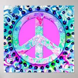 Psychedelic Peace Sign Abstract Poster