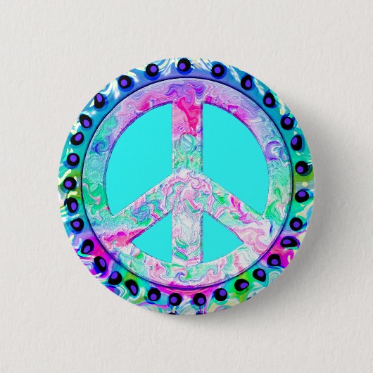 Psychedelic Peace Sign Abstract Ronde Button 5,7 Cm (Voorkant)