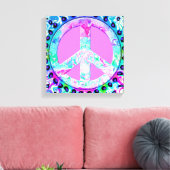 Psychedelic Peace Sign Abstracte Art Canvas Afdruk (Insitu (Woonkamer))