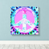 Psychedelic Peace Sign Abstracte Art Canvas Afdruk (Insitu (Houten vloer))