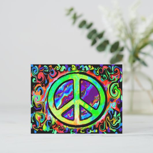 Psychedelic Peace Sign Briefkaart (Staand voorkant)