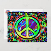 Psychedelic Peace Sign Briefkaart (Voorkant / Achterkant)