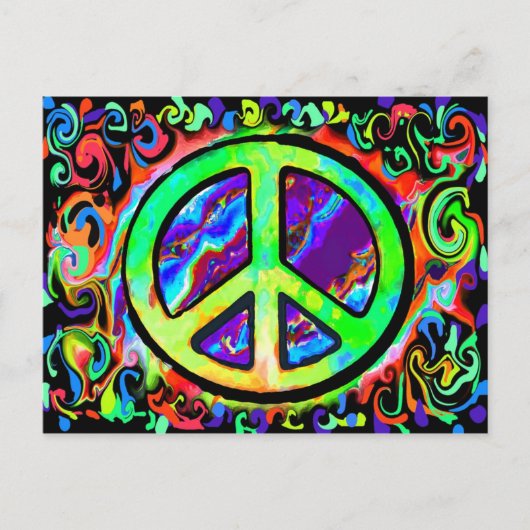 Psychedelic Peace Sign Briefkaart (Voorkant)