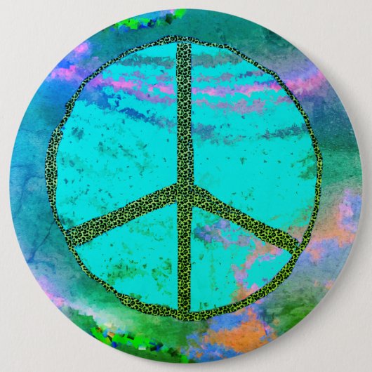 Psychedelic Peace Sign Colossal Button (Voorkant)