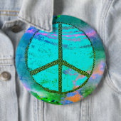 Psychedelic Peace Sign Colossal Button (In situ)
