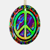 Psychedelic Peace Sign Kerstmis Keramisch Ornament (Rechts)