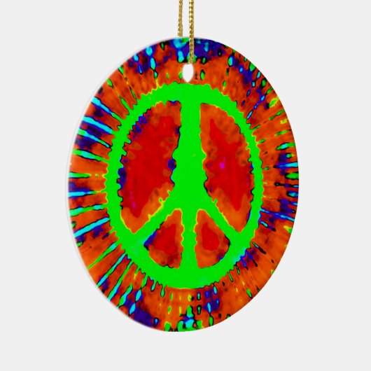 Psychedelic Peace Sign Kerstmis Keramisch Ornament (Rechts)