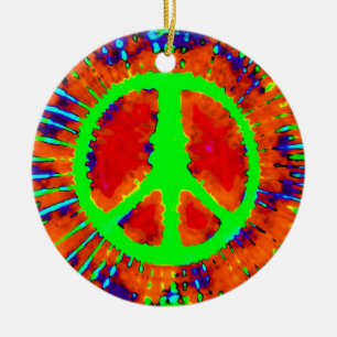 Psychedelic Peace Sign Kerstmis Keramisch Ornament