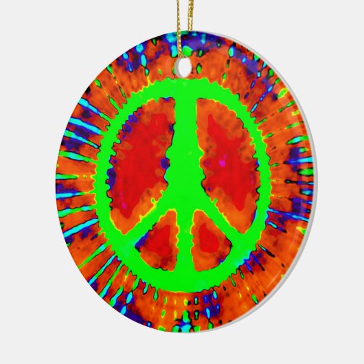 Psychedelic Peace Sign Kerstmis Keramisch Ornament (Links)