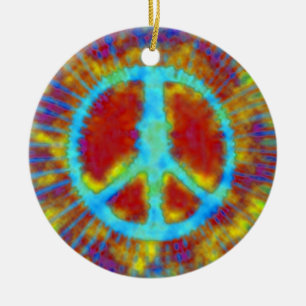 Psychedelic Peace Sign Kerstmis Keramisch Ornament
