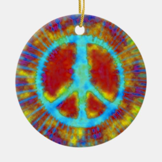 Psychedelic Peace Sign Kerstmis Keramisch Ornament (Voorkant)