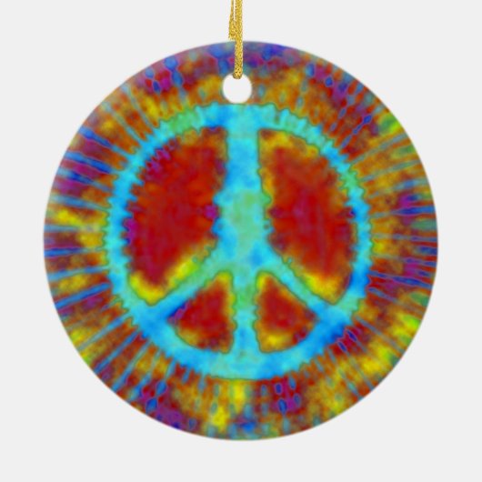 Psychedelic Peace Sign Kerstmis Keramisch Ornament (Achterkant)