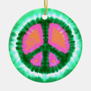Psychedelic Peace Sign Kerstmis Keramisch Ornament