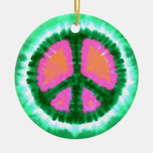 Psychedelic Peace Sign Kerstmis Keramisch Ornament (Voorkant)