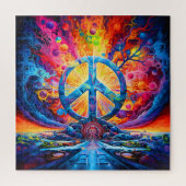 Psychedelic Peace Sign Legpuzzel (Verticaal)