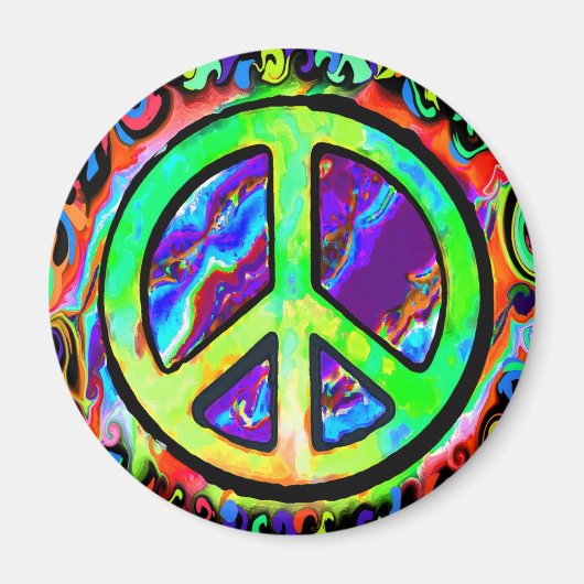 Psychedelic Peace Sign Magneet (Voorkant)