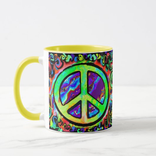 Psychedelic Peace Sign Mok (Links)