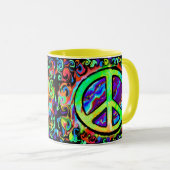 Psychedelic Peace Sign Mok (Voorkant rechts)