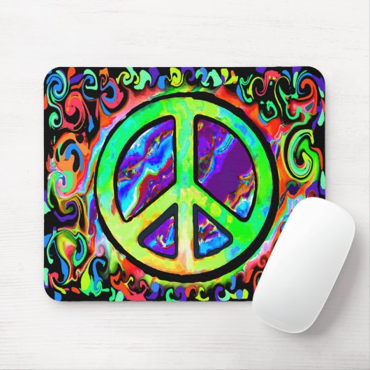 Psychedelic Peace Sign Muismat (Met muis)