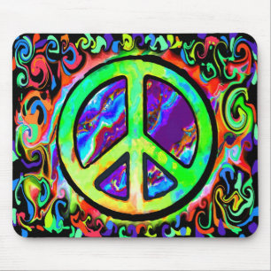 Psychedelic Peace Sign Muismat