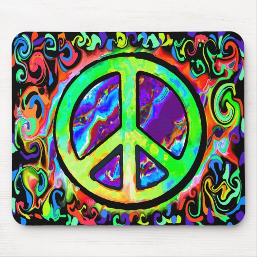 Psychedelic Peace Sign Muismat (Voorkant)