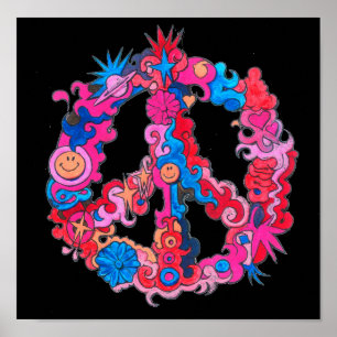 Psychedelic Peace Sign Poster
