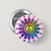 PSYCHEDELIC PEACE SIGN RONDE BUTTON 5,7 CM (Voorkant /achterkant)