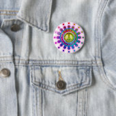 PSYCHEDELIC PEACE SIGN RONDE BUTTON 5,7 CM (In situ)