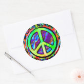 Psychedelic Peace Sign Ronde Sticker (Envelop)