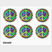 Psychedelic Peace Sign Ronde Sticker (Vel)