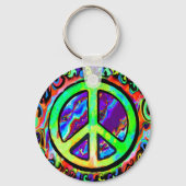 Psychedelic Peace Sign Sleutelhanger (Voorkant)