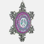 Psychedelic Peace Tin Sneeuwvlok Ornament (Links)